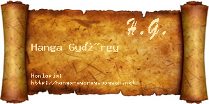 Hanga György névjegykártya